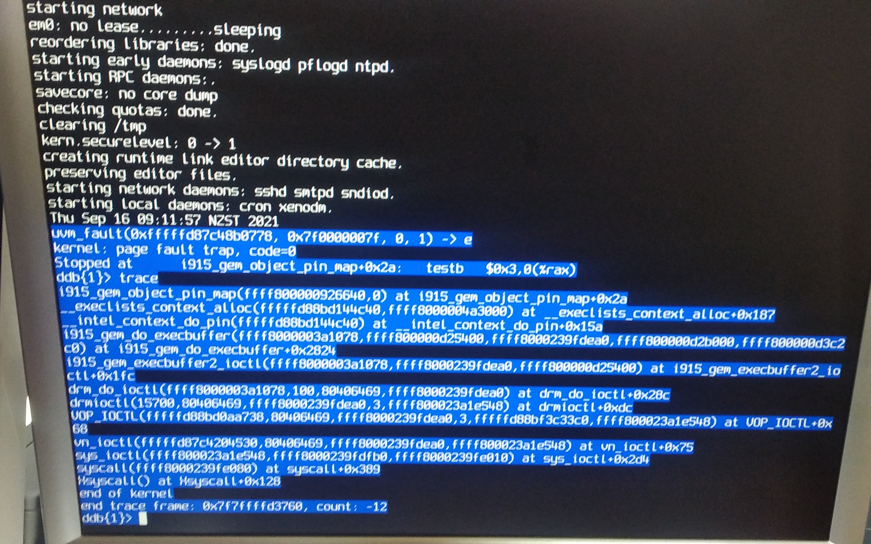( OpenBSD 6.9 drm inteldrm disabled )