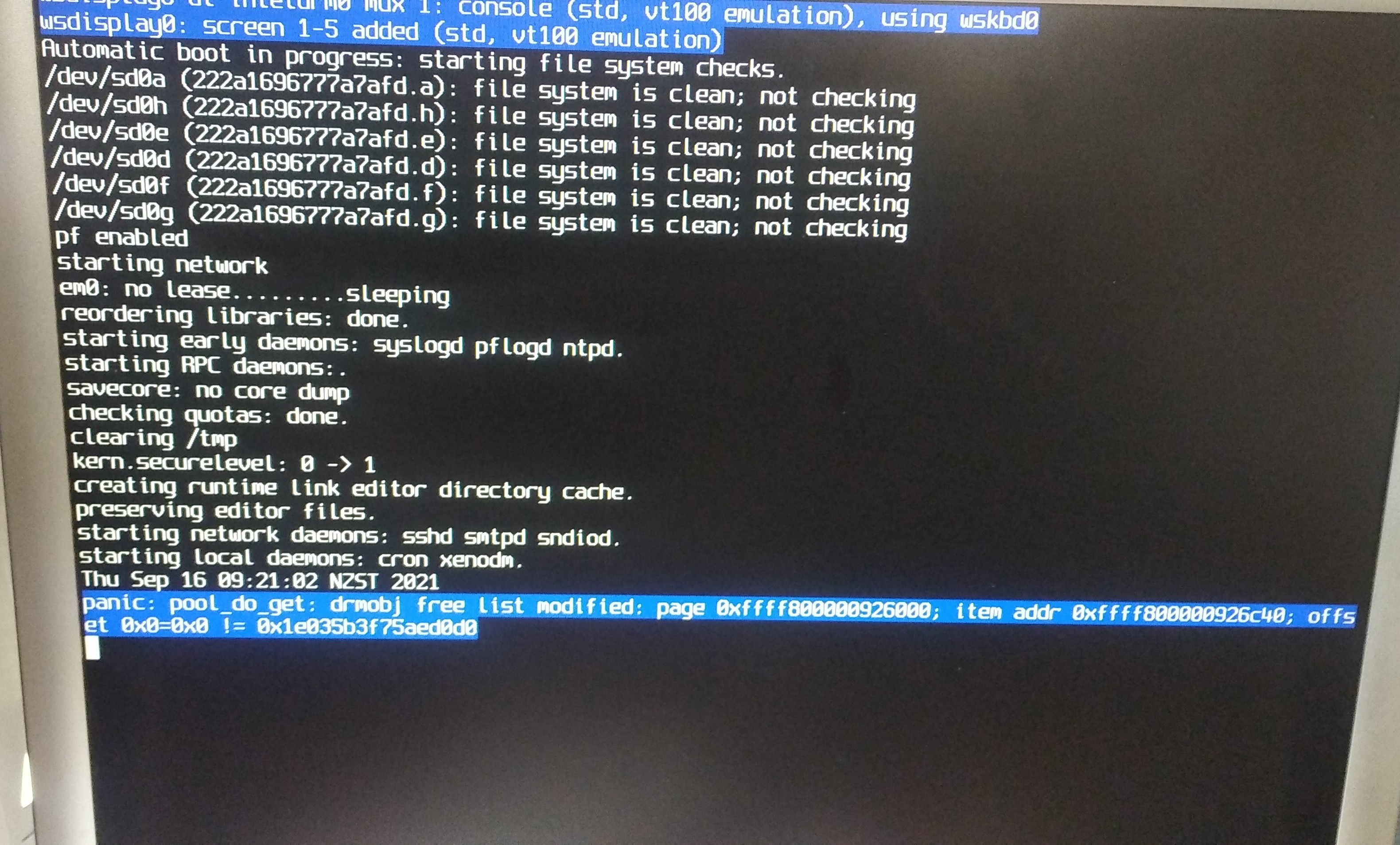 ( OpenBSD 6.9 drm inteldrm disabled )