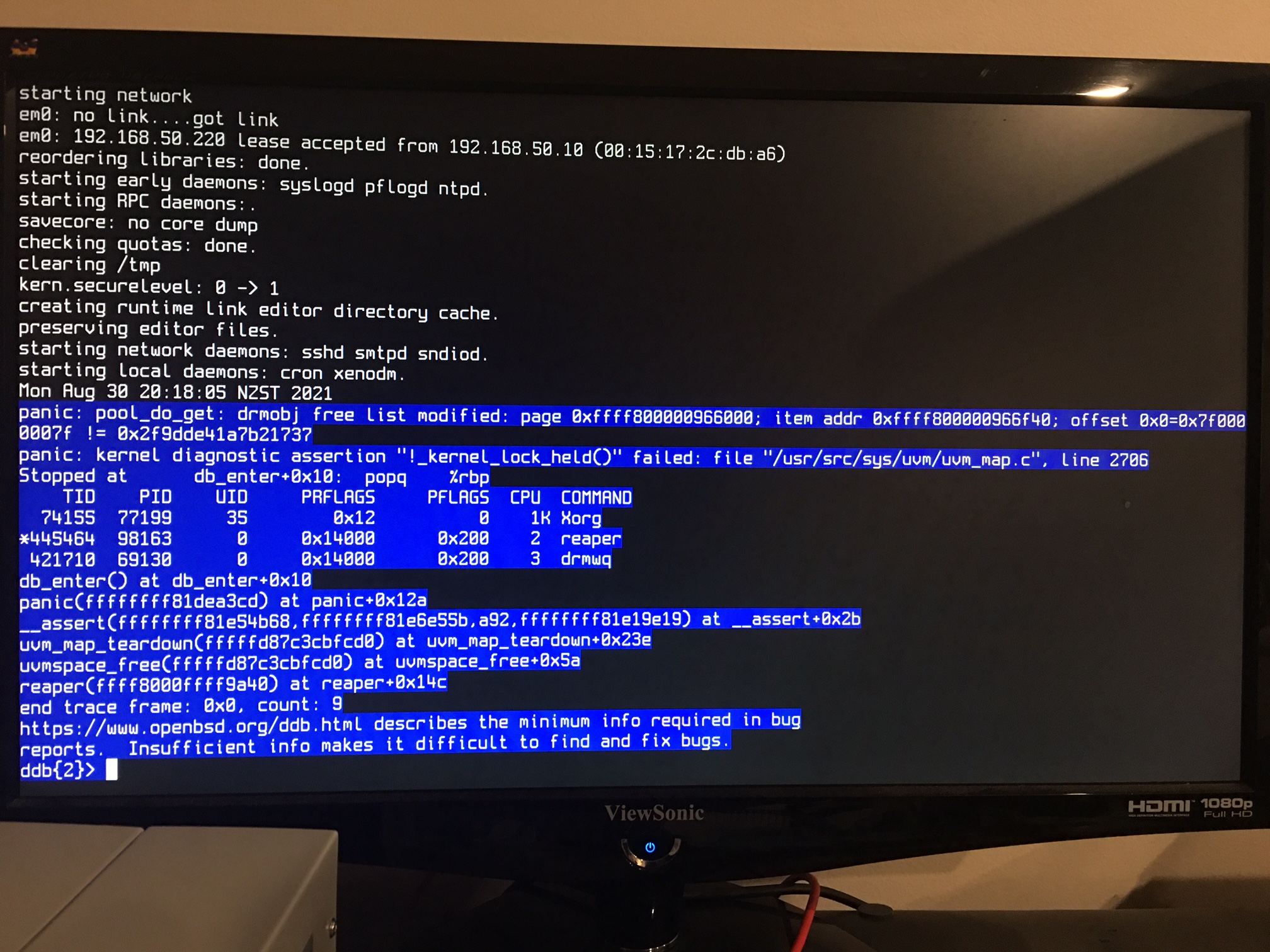 ( OpenBSD 6.9 panic A )